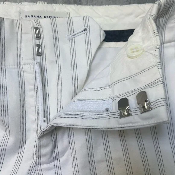 Banana Republic Striped Wide Leg Lined Trousers Dress Pants Slacks White Size 6 - Picture 3 of 10